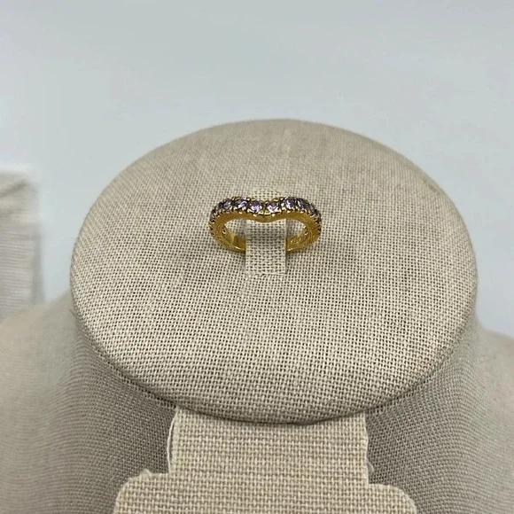 Vintage SETA Gold-Tone Ring with Sparkling Stones, Size 6 - Picture 4 of 17